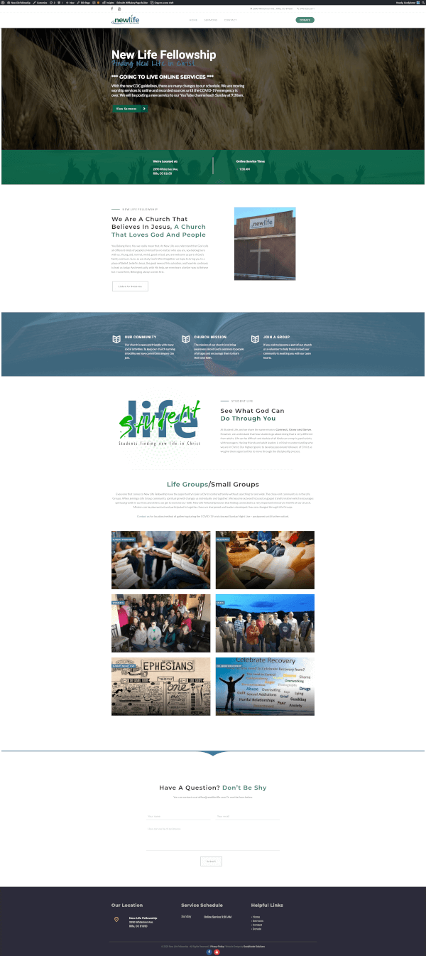 New Life Fellowship new website home page